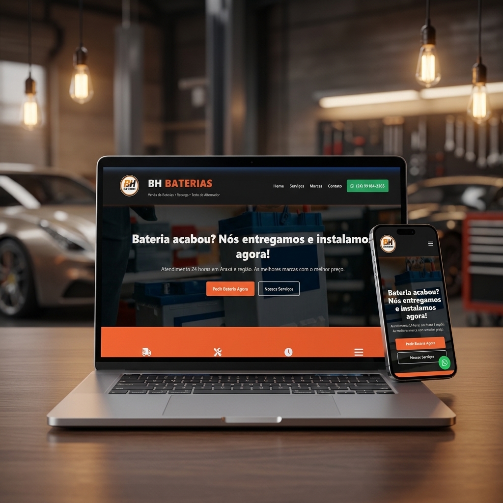 Mockup Premium do site BH Baterias